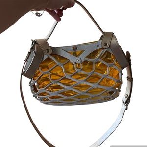 Multi way mesh see through yellow vinyl mini bag